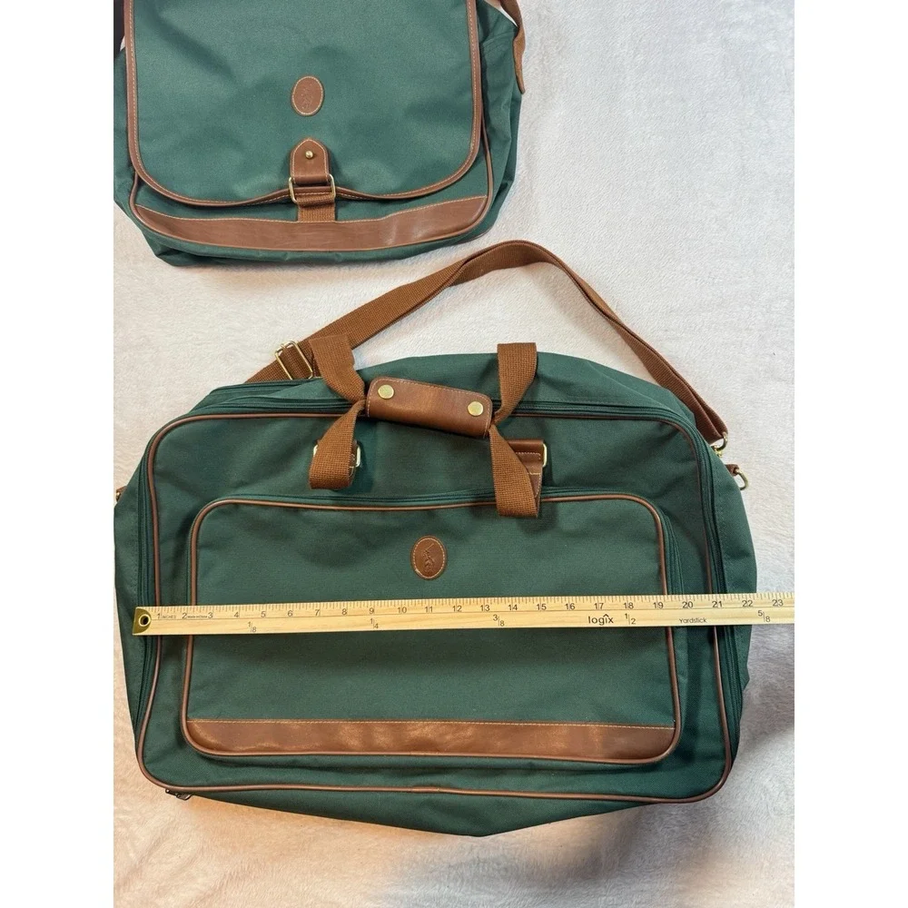 Vintage Ralph Lauren Green Canvas Travel Carry On Bags Lot Old Money Pony Preppy
